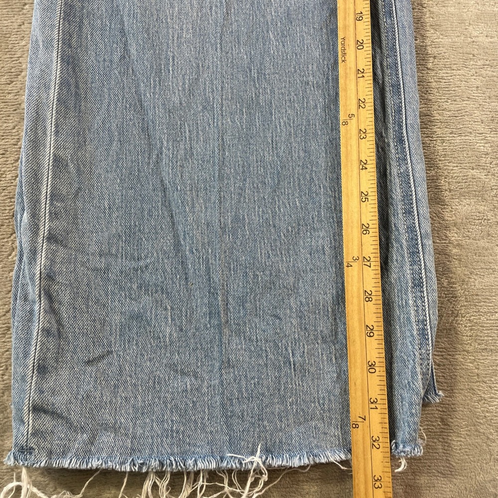 Vervet Blue Wide Leg Jeans Womens 30 Light Wash High Rise Raw Hem Boho Mom - Picture 7 of 11